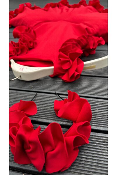 Anne Kız Tasarım kırmızı gelincik elbise