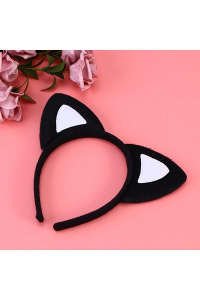 Skygo Cat Ear Crown Black Inside White Color Fluffy 15X17 cm
