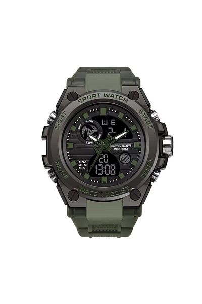 REDz Accessories Thunder Sport Watch, for Men, Digital Date and Time Display, Rugged Look, Silicone Strap, Khaki
