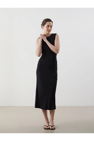LC Waikiki Lcwaikiki Classic Black Crew Neck Women's Dress