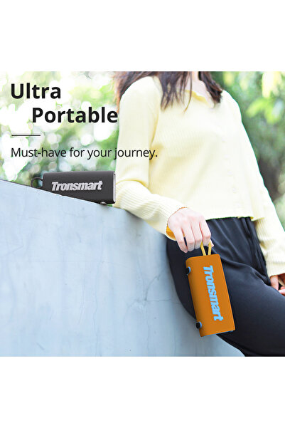 Tronsmart مكبر صوت ترونسمارت تريب ميني المحمول بتقنية البلوتوث، بلوتوث 5.3، 20 ساعة، ميكروفون وقت اللعب، مقاوم للماء (برتقالي)