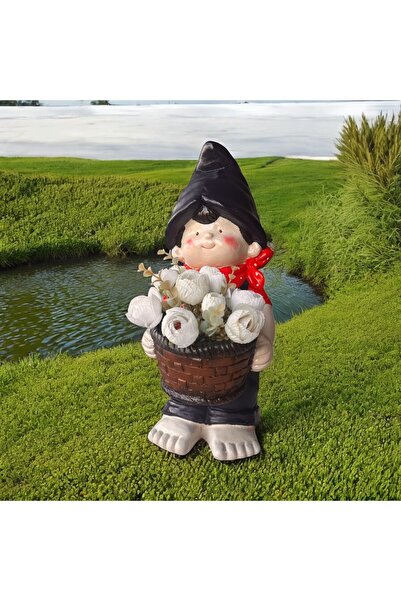 Baykuşca Bahçe Dekorasyon, Renkli Saksılar, Erkek Çocuk Heykel