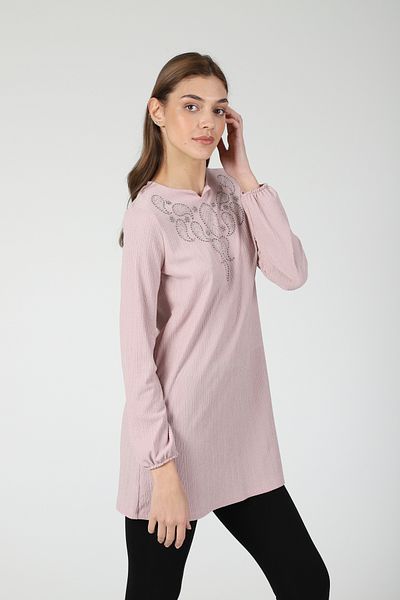 Dİ GİYİM Pink Stone Detail Tunic
