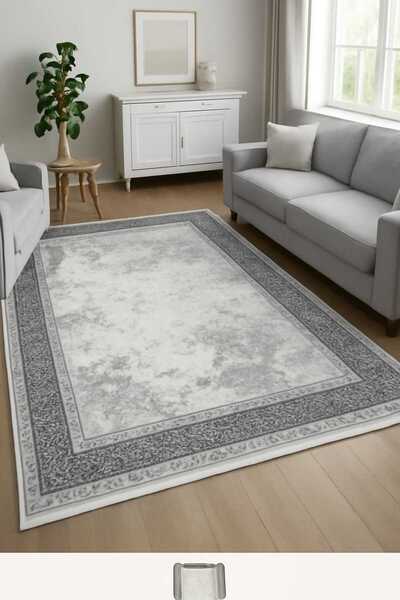 KARAR HALI 4m2 GÜMÜŞ GRİ RENKLİ ÇERÇEVELİ AKRİLİK HALI