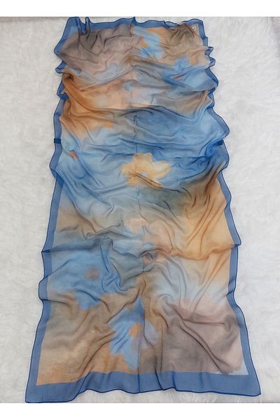 REMOMODA Patterned Watercolor Chiffon Shawl High Quality, Fine Texture Soft Chiffon