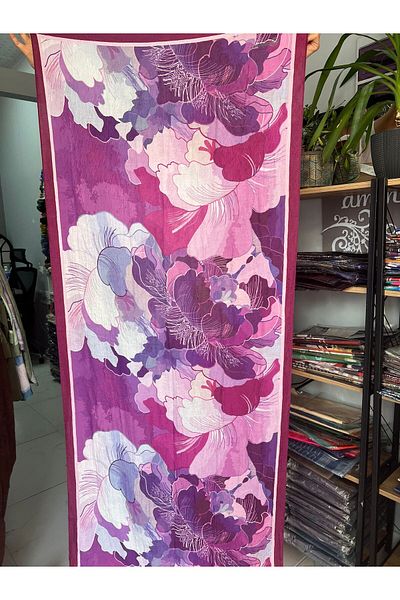 AMİNENESİL Aminenesil Moda Cashmere Σάλι μπαμπού με μοτίβο μωβ χρώμα