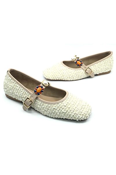 KOCAMANLAR Balerina de damă Feles cu cataramă cu perle TEN
