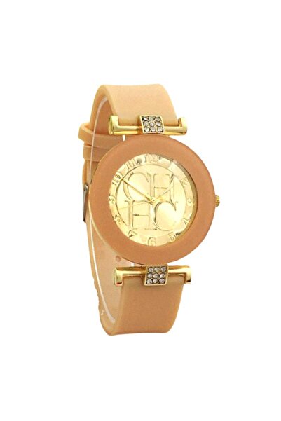 REDz Accessories Ceas de damă, model Geneva, silicon, bej/auriu