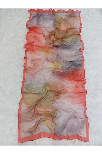 REMOMODA Patterned Watercolor Chiffon Shawl High Quality, Fine Texture Soft Chiffon