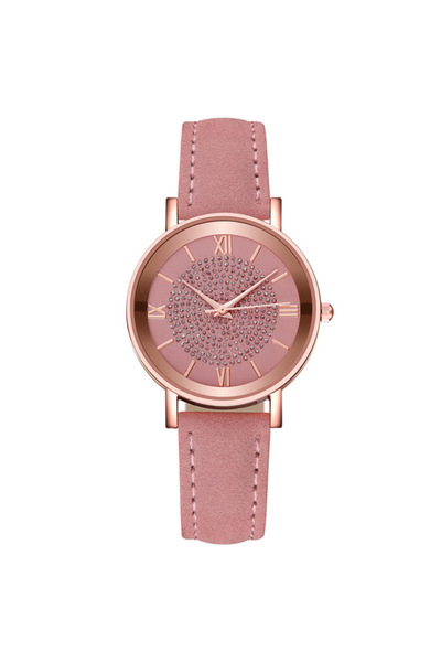 REDz Accessories Cadran solar, pietre prețioase, efect de piele, roz și auriu...