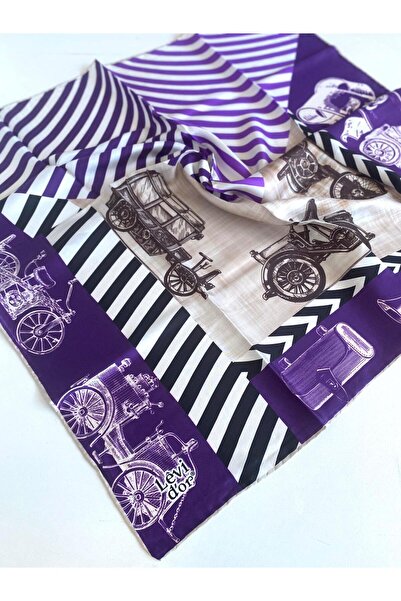 Levidor Eșarfă de mătase Tivil 47004 Motiv mixt violet