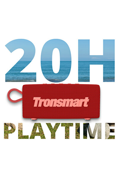 Tronsmart مكبر صوت ترونسمارت تريب ميني المحمول بتقنية البلوتوث، بلوتوث 5.3، 20 ساعة، ميكروفون وقت اللعب، مقاوم للماء (أحمر)