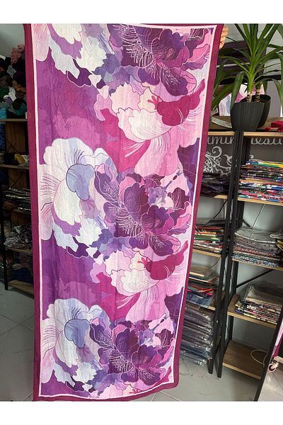 AMİNENESİL Aminenesil Moda Cashmere Σάλι μπαμπού με μοτίβο μωβ χρώμα