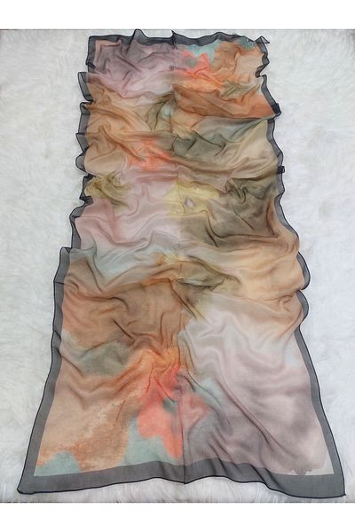 REMOMODA Patterned Watercolor Chiffon Shawl High Quality, Fine Texture Soft Chiffon