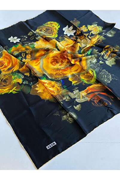 Aker Μεταξωτό κασκόλ Sura 44709 Μαύρο Μικτό σχέδιο