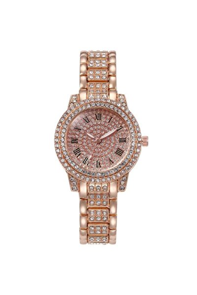 REDz Accessories Ceas de lux cu cristale pentru femei, oțel inoxidabil, auriu...