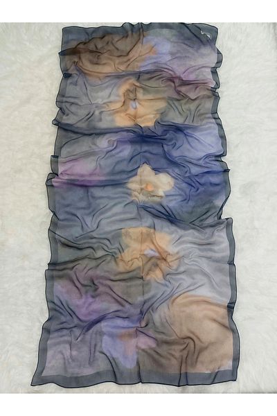 REMOMODA Patterned Watercolor Chiffon Shawl High Quality, Fine Texture Soft Chiffon