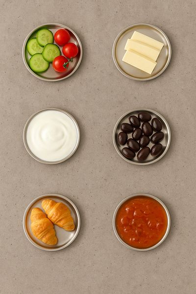 Mirilliahome Set of 6 Silver Color Stainless Steel Breakfast Presentation Plates - 10 cm