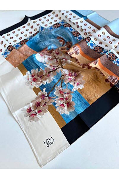 Levidor Eșarfă de mătase Tivil 46973 alb cu model mixt