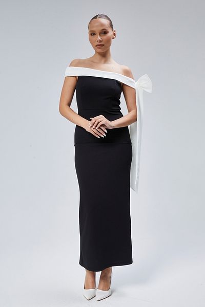 Varyete Midi Length Carmen Collar Slit Dress