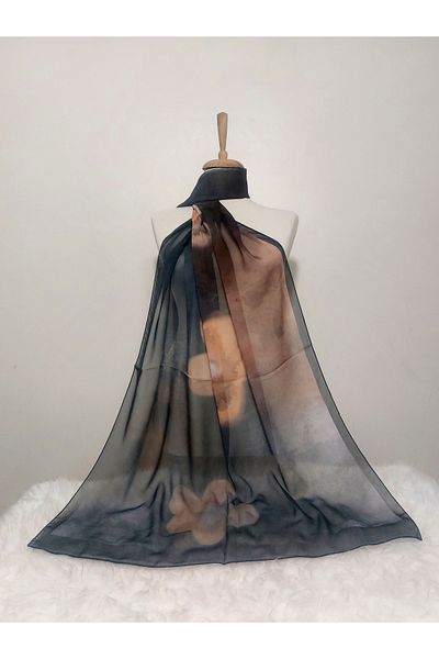 REMOMODA Patterned Watercolor Chiffon Shawl High Quality, Fine Texture Soft Chiffon