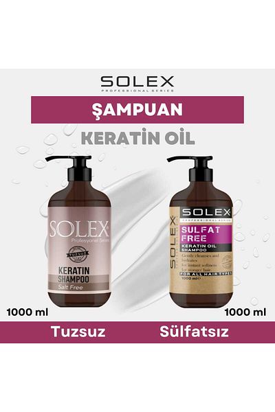 Solex Salt-Free Professional Series Keratin Essence Shampoo 1.000 ml + Sulfate-Free Keratin Shampoo 1000 ml