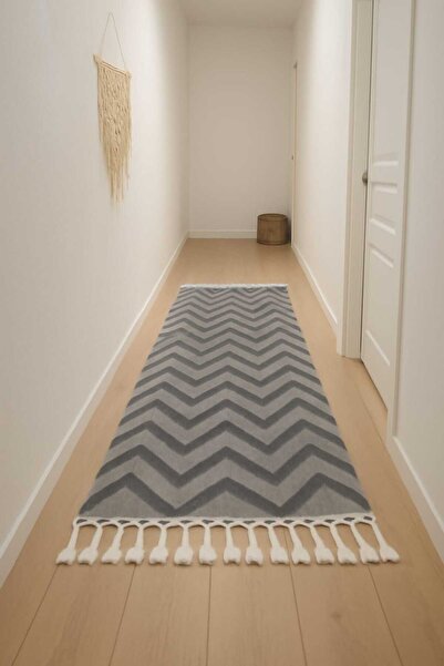 İpek Halı 80X150 ÖLÇÜSÜNDE GRİ RENGİ İSKANDİNAV BOHEM YOLLUK TREND ÜRÜN