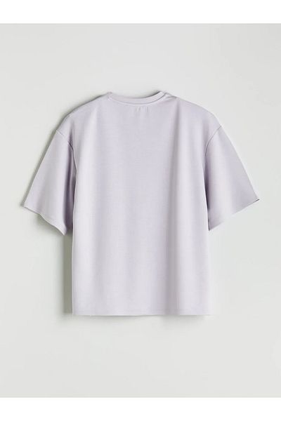 LC Waikiki Lcw vision lilac bicycle collar Oversized women's t-shirt