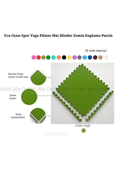 CARPAZAR Tatami Eva Mat Çocuklar İçin Köpük Halı Matı Puzzle Geçmeli Oyun Spor Kaymaz Mat 16 adet 50x50 13mm