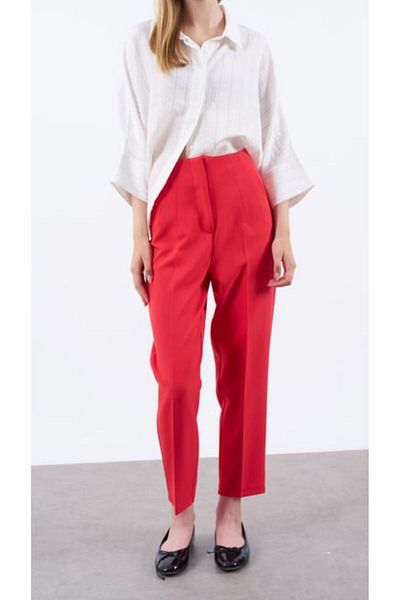 Özkaya giyim Red Hidden Button Women's Pants