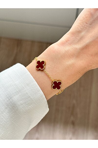 Genel Markalar 316l Çelik Bordo Bileklik Kadın Erkek Unisex Bileklik Gold Çif...