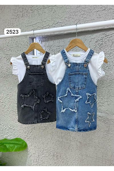 JOYBOY KİDS Sılopet Star Embroidered T-Shirt 2-Piece Girl's Suit