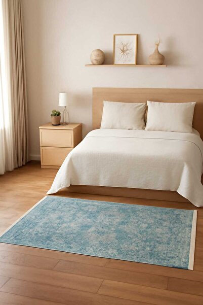 Melidia Halı 80X150 ÖLÇÜSÜNDE MAVİ-KAHVERENGİ ARİLİK SATEN BAMBU HALI