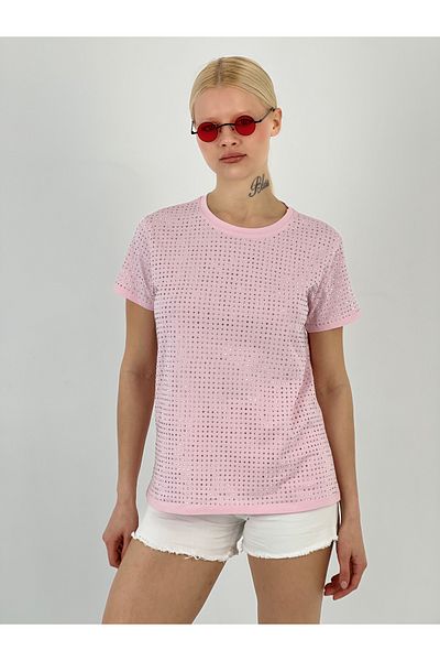 Miss Poem Women's Stoned Pink T-Shirt