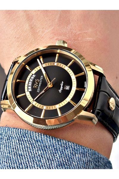 Romanson With Calendar Sapphire Glass 24 Months Guarantee Leather Band Steel Case Men's Wristwatch 1632.08Sz