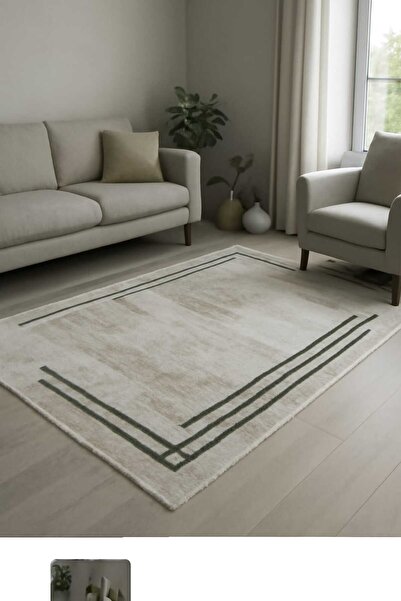 KARAR HALI 4 M2 MODERN ÇERÇEVELİ GRİ-YEŞİL RENKLİ AKRİLİK HALI