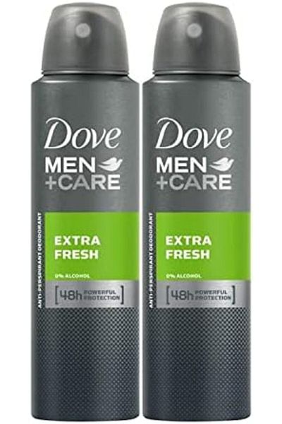 Dove مزيل عرق بخاخ مضاد للتعرق للرجال من مين+كير إكسترا فريش، 150 مل (عبوة من قطعتين)