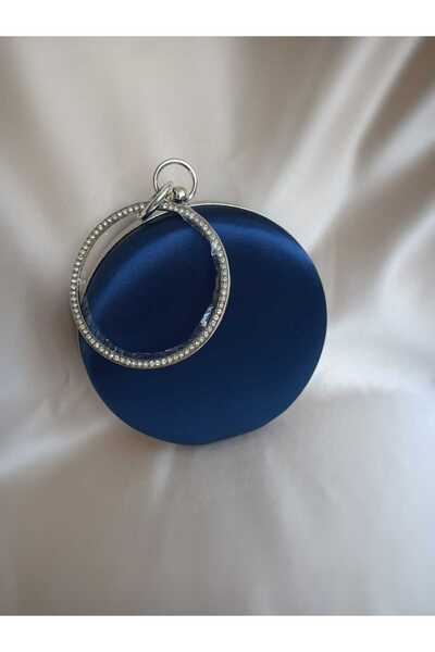 Gül karatekin gk Kadın Lacivert Saten Abiye Yuvarlak Portföy Abiye Çanta