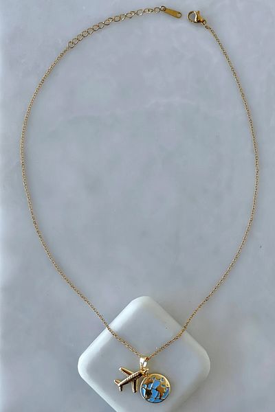 Lynare Airplane World Model 316L Stainless Steel Travel Necklace