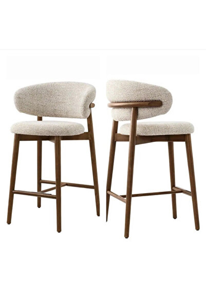 SEZBİL POLO (2 ADET) Ahşap Bar Sandalyesi - Ahşap Ada Mutfak Sandalyesi