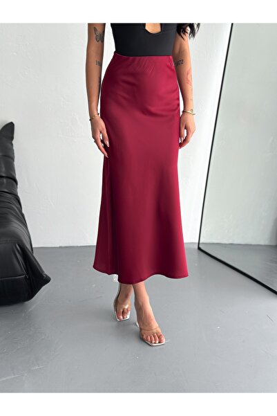 SBL COLLECTİON Women's Basic Long Satin Skirt