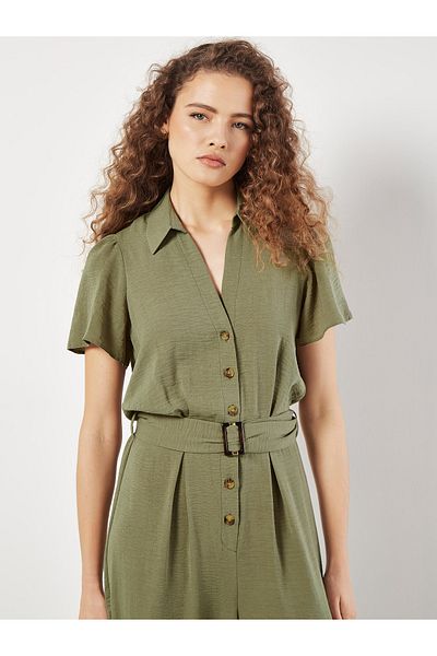 Apricot Jumpsuit mit Knopfleiste