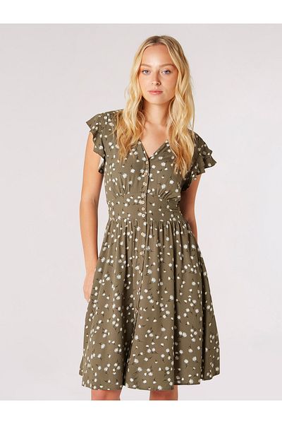 Apricot Florales Sommerkleid
