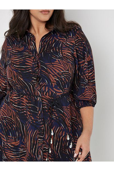 Apricot Hemdblusenkleid mit Animalprint