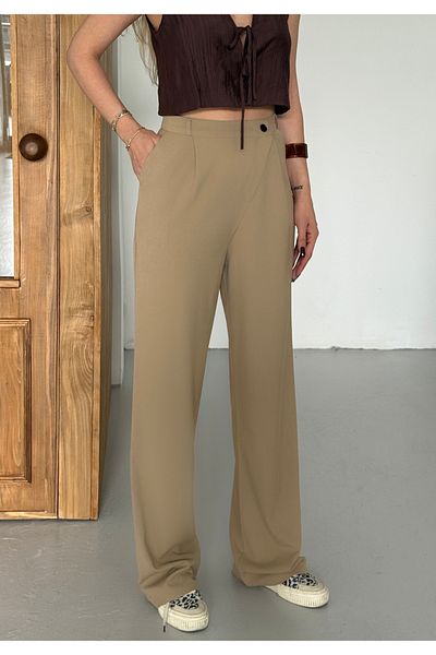 mor butik Women's Camel Color Palazzo Pants Myth010001