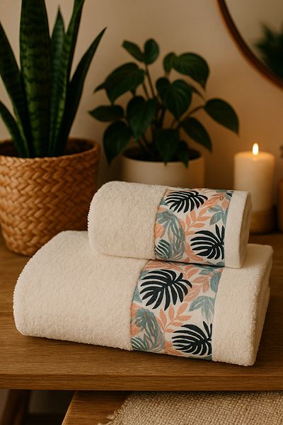 Casnack Ayla Model Printed 2-Piece Bath Towel Set