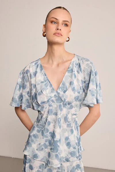 Gusto Bluză din viscoză Butterfly Collection - Albastru