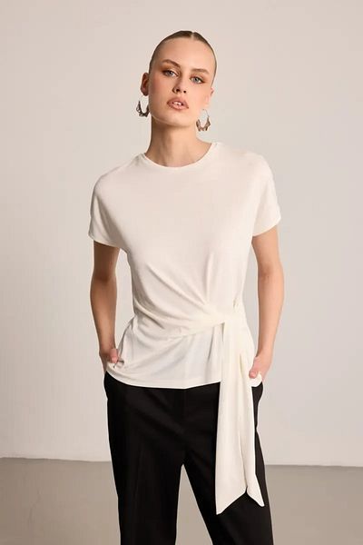 Gusto Modal Blouse with Binding Detail - Ecru