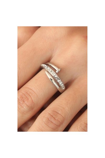 Skygo Silver Color Stoned Nail Adjustable Women's Ring - TJ-BYK2407