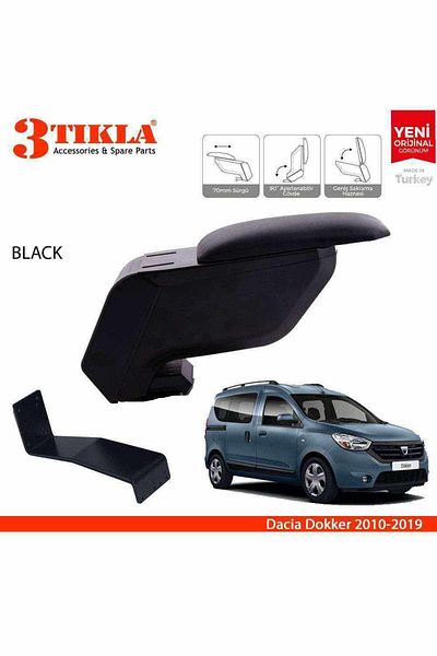 3 Tıkla Dacia Dokker 2010-2019 Black Armrest Armrest with No-Punching Steel Legs